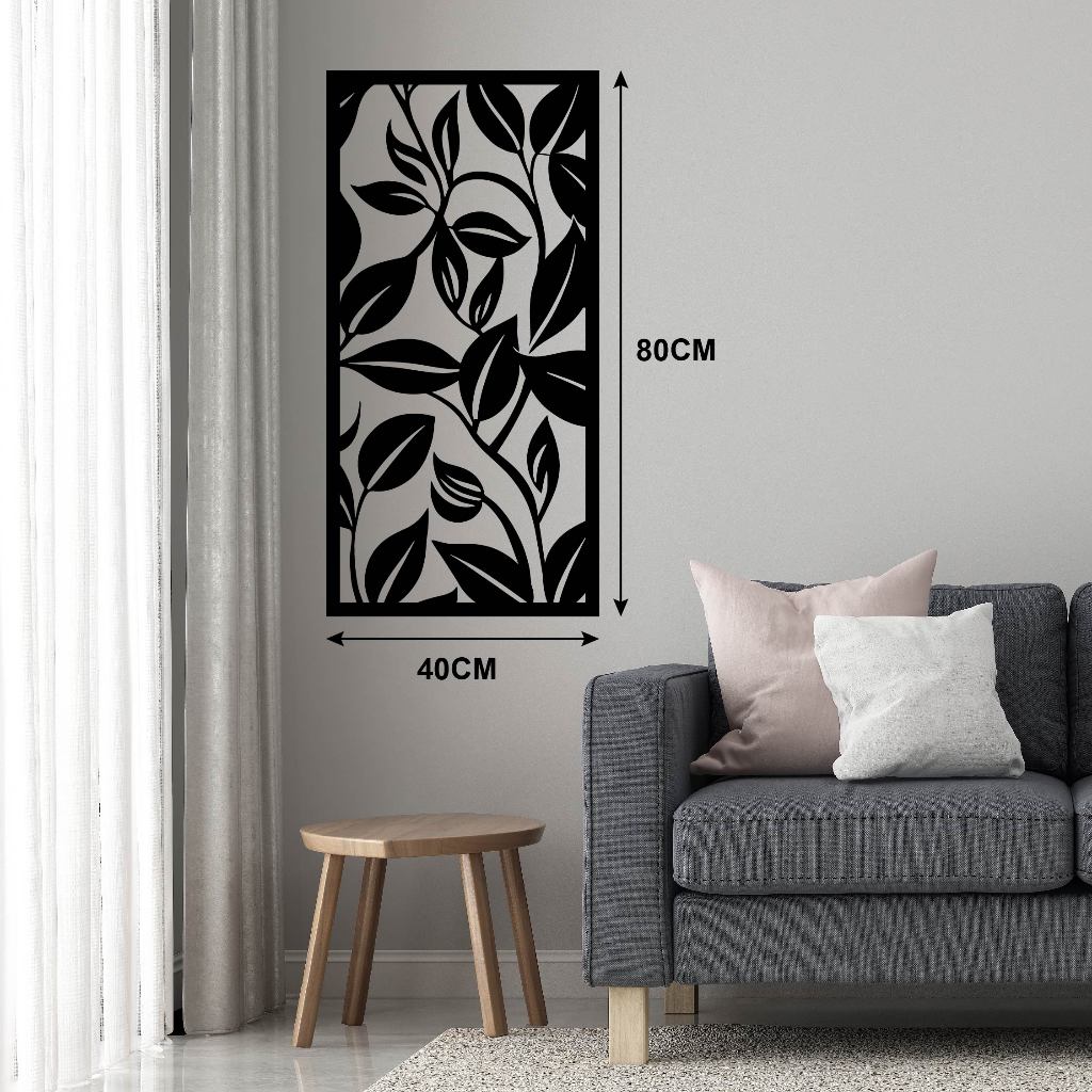 Black 3D Leaf Art Wall Decoration
